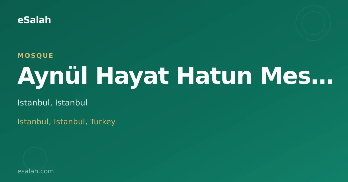 Aynül Hayat Hatun Mescidi, Fatih, İstanbul — Cami