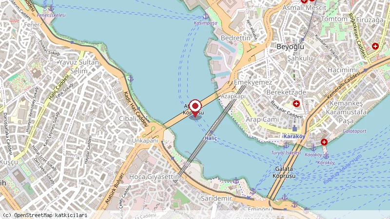 Atatürk Köprüsü konumunu gösteren harita