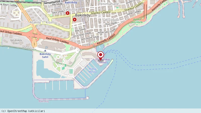 Bakırköy marina konumunu gösteren harita