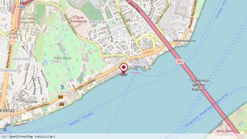 Feriye Sarayı konumunu gösteren harita
