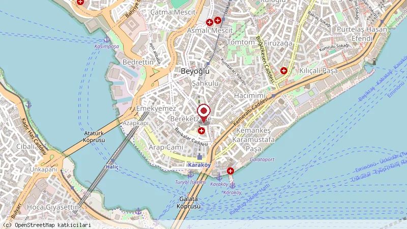 Galata Kulesi konumunu gösteren harita