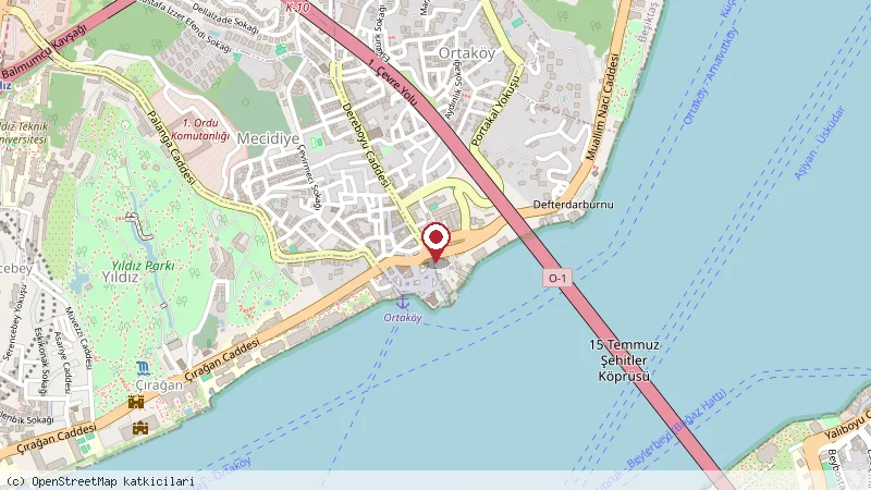 Ortaköy Hamamı konumunu gösteren harita