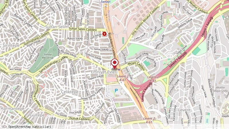 Sheraton İstanbul Levent konumunu gösteren harita