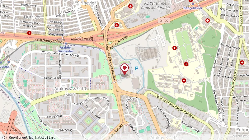 Sinan Erdem Spor Salonu konumunu gösteren harita